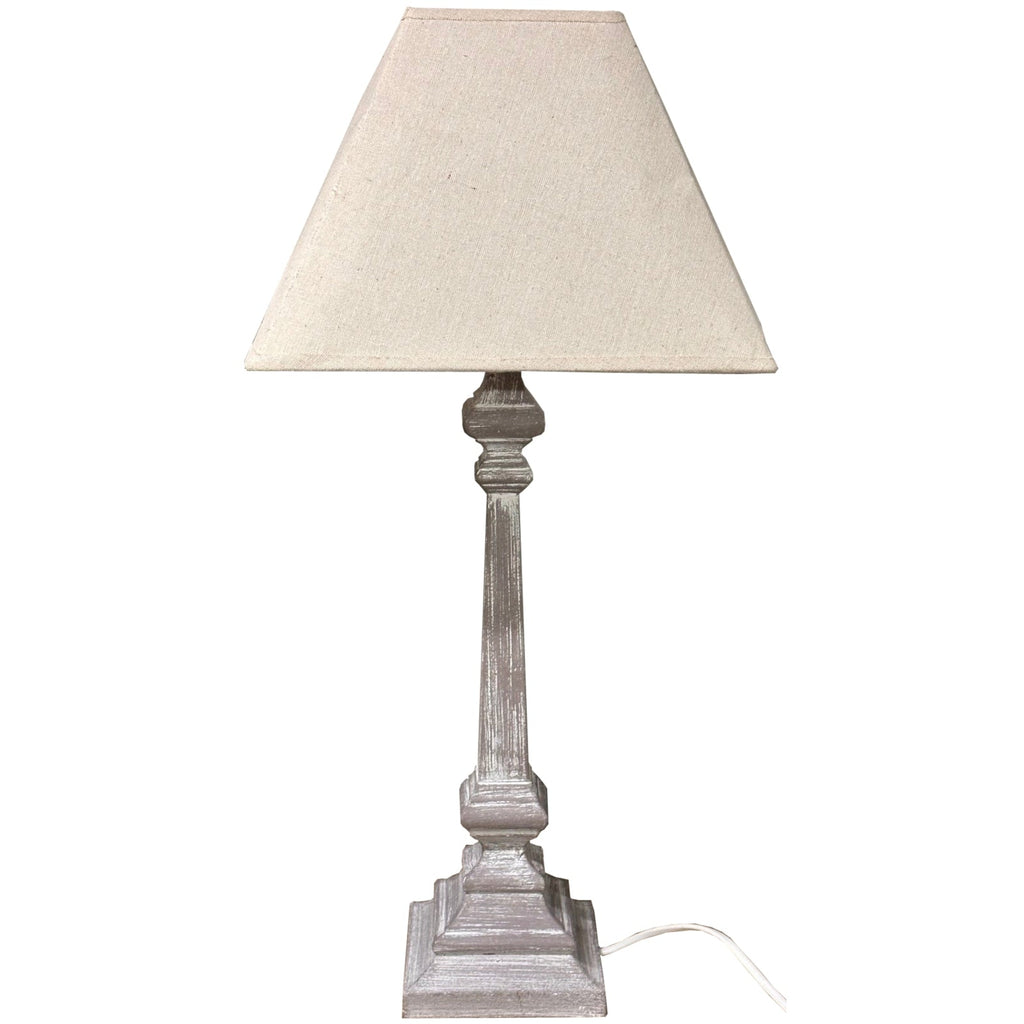 Lampe à poser bois et lin
