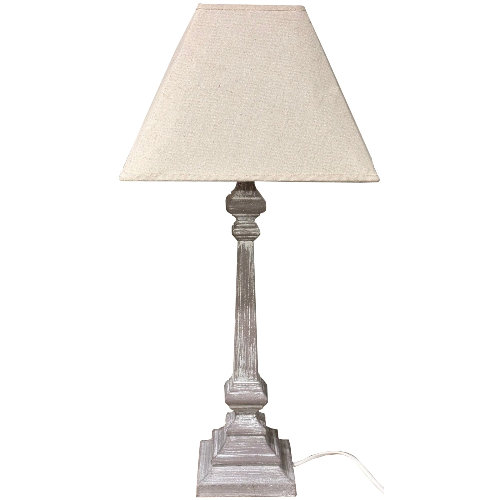 Lampe à poser bois et lin