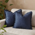 Housse de coussin à volant lin-coton
