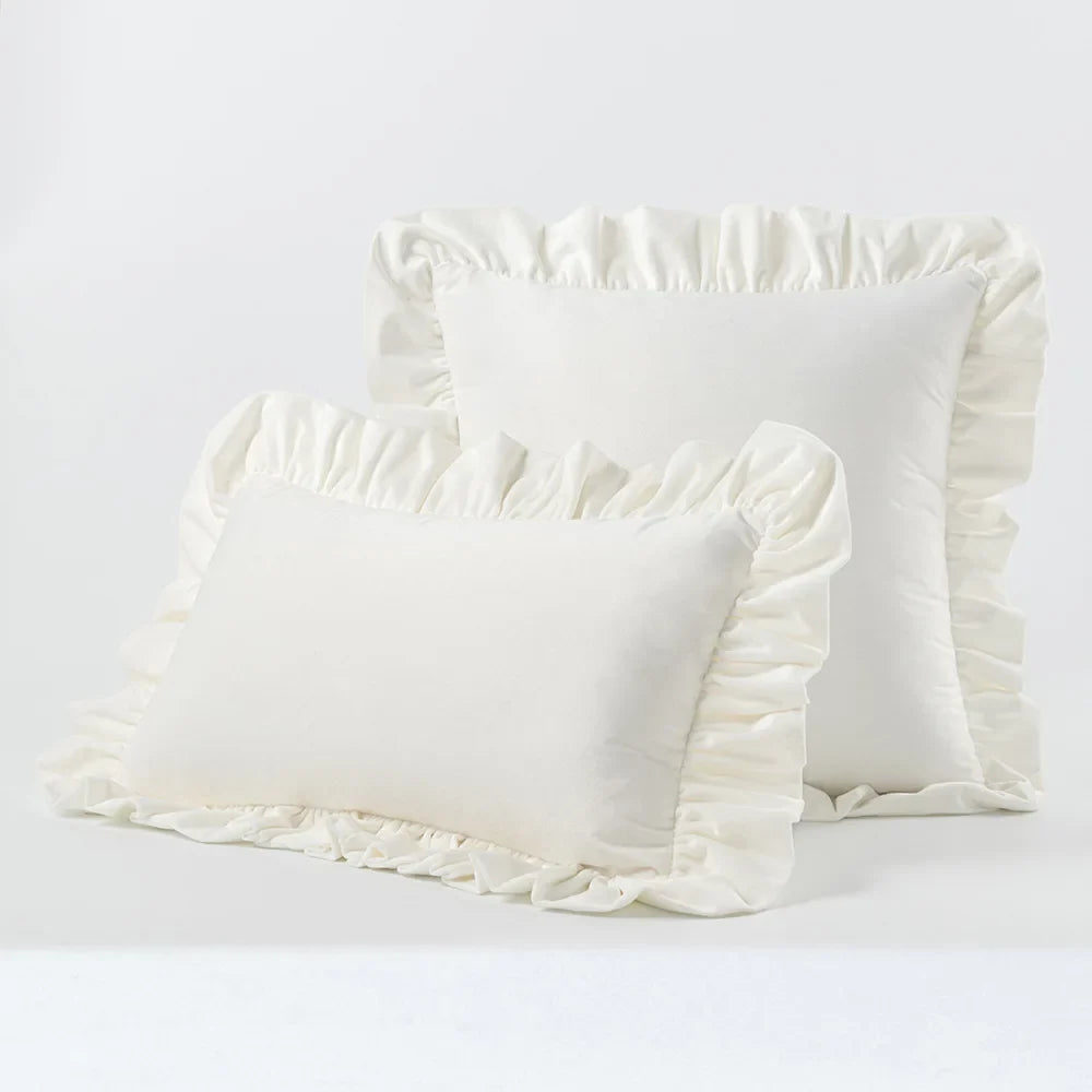 Housse de coussin velours à volant