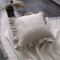 Housse de coussin en lin à volants