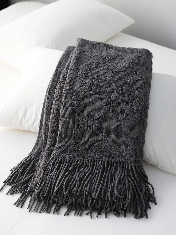 Plaid jacquard tricoté