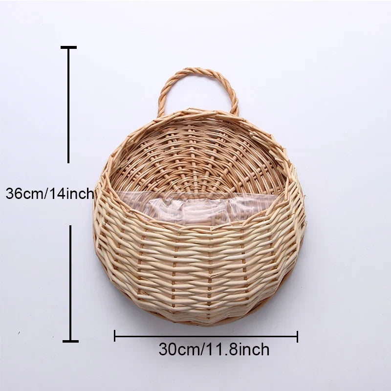 Panier mural en rotin
