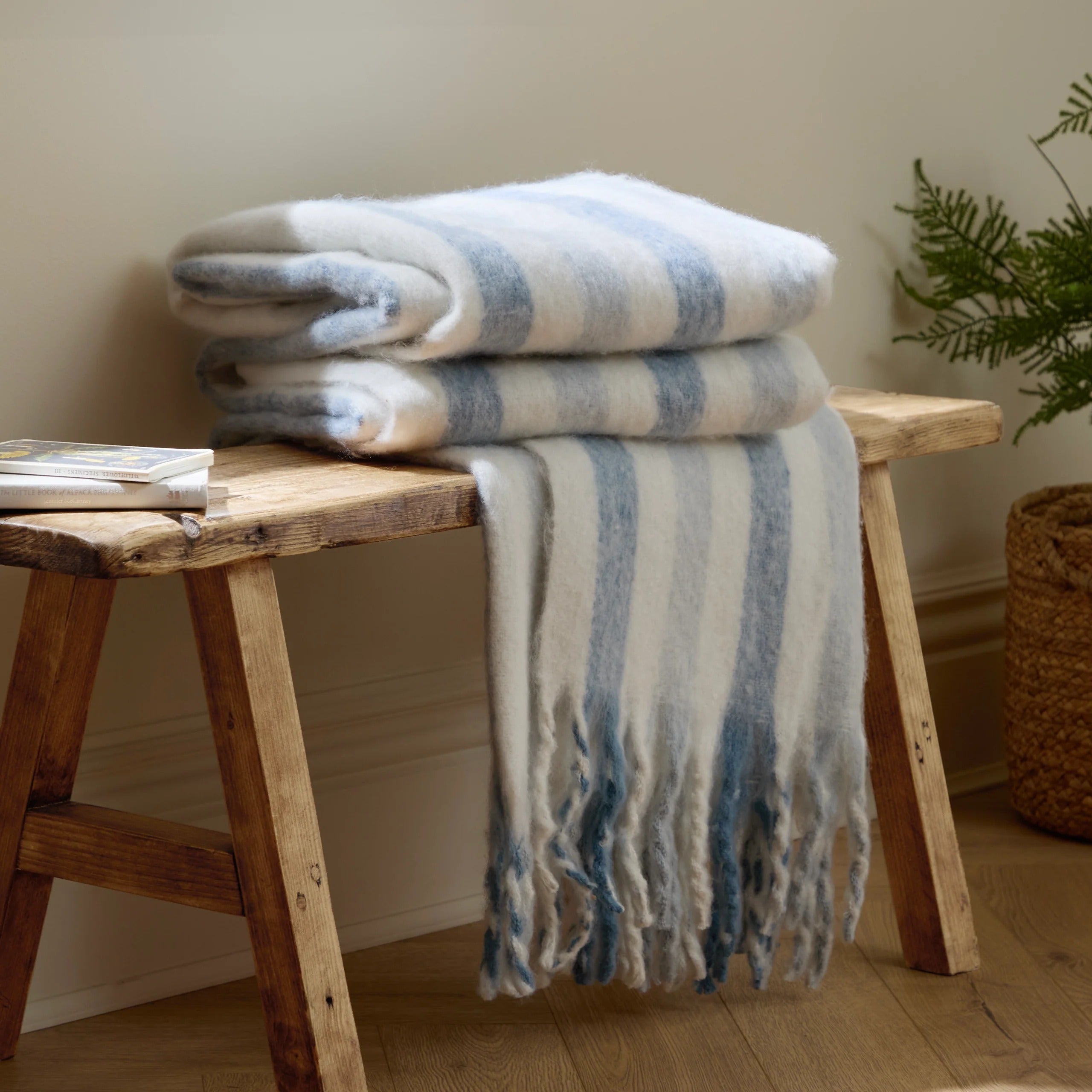 Plaid coton à rayures tissées
