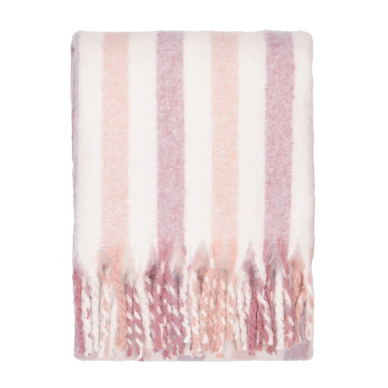 Plaid coton à rayures tissées